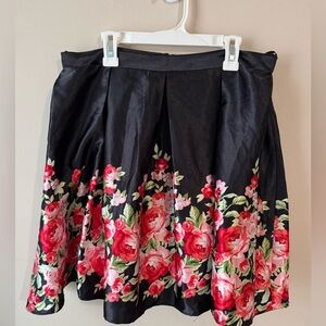 Haute Nights Size 13 Juniors Black Floral Pleated Skirt with Tulle
